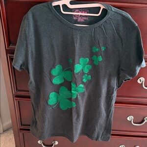 Crazy Dog T-Shirts Dark Gray Tee with Green Clover Design